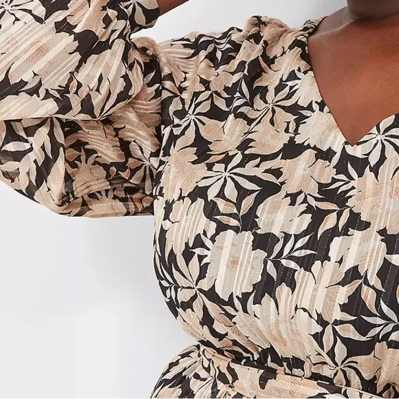 Lane Bryant Black, Cream with a touch of sparkle Floral Holidays Dress. - Picture 4 of 5